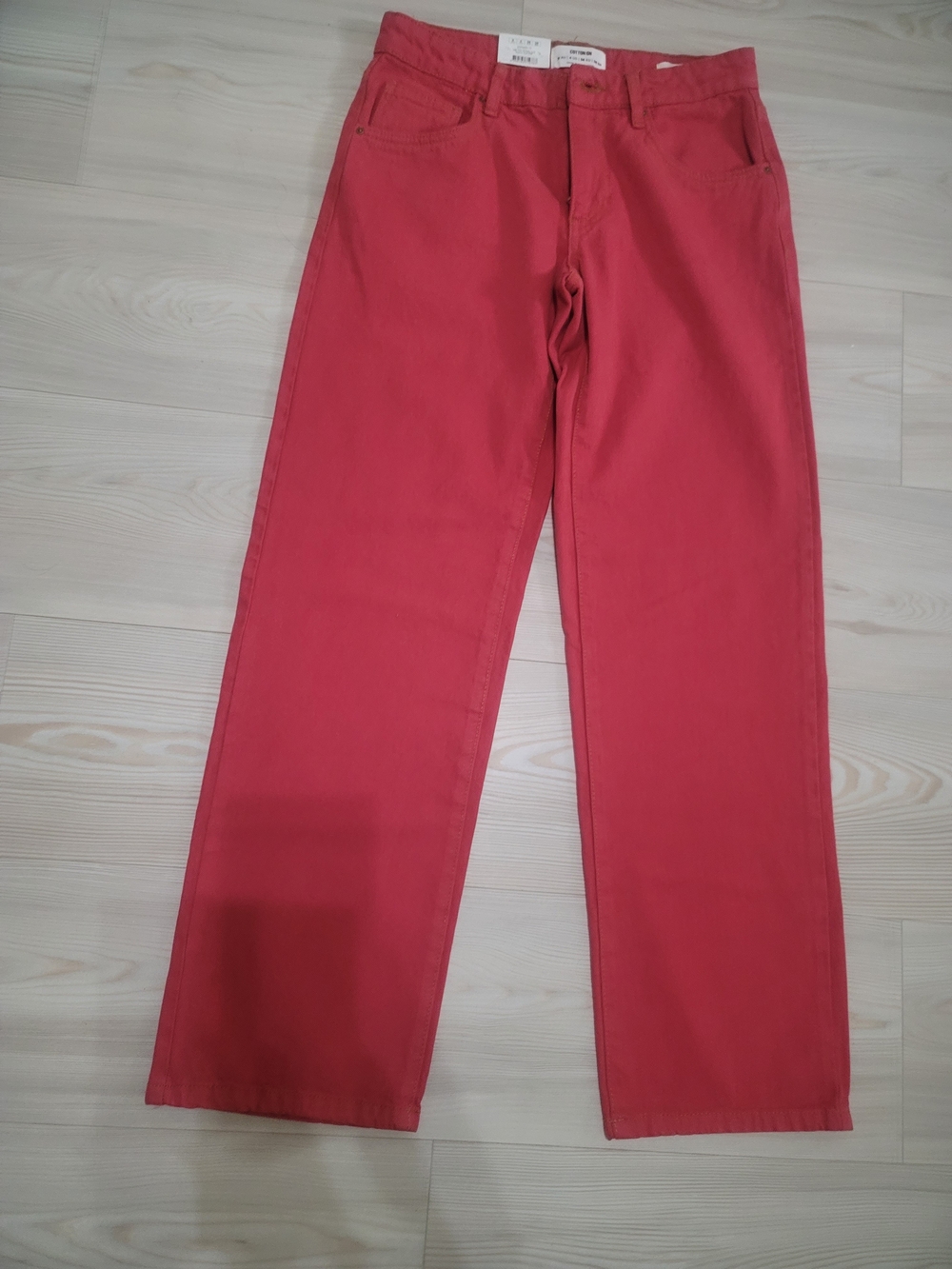 Cotton On Low Rise Straight Jeans in Coral Red